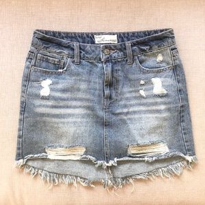 High Waisted Distressed Jean Skirt